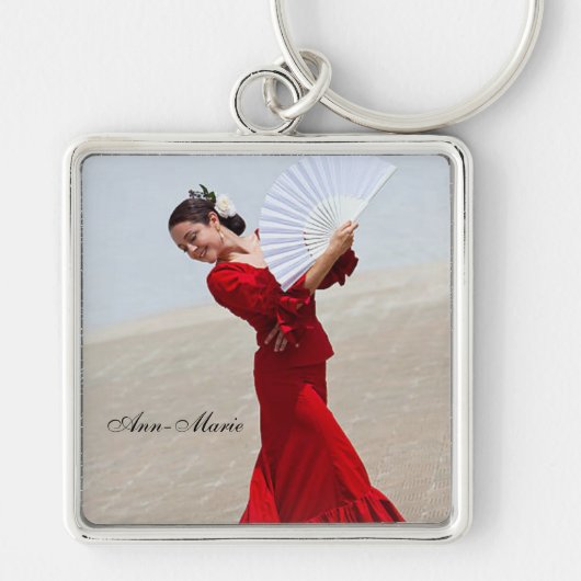 Flamenco Dancer Beauful Red Dress - Gepersonalisee Sleutelhanger (Voorkant)