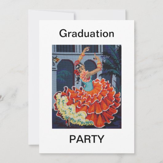 Flamenco Dancer Graduation Party Invitation Kaart (Voorkant)