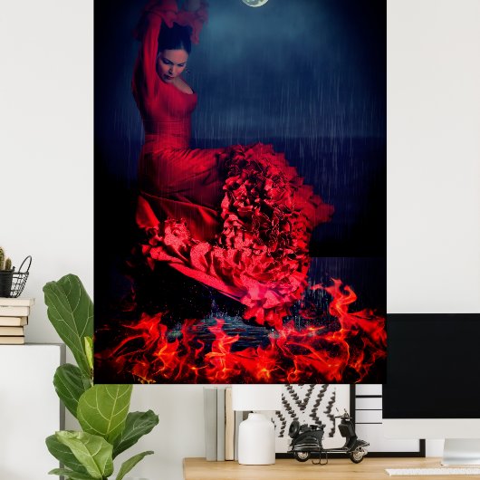 Flamenco Dancer in brand Poster (Thuiskantoor)
