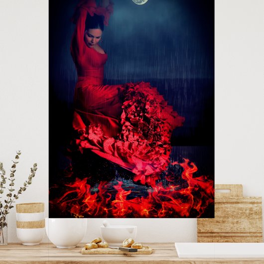 Flamenco Dancer in brand Poster (Keuken)