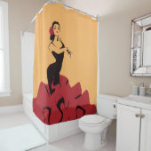 flamenco dancer in een spectaculair podium douchegordijn (In situ)
