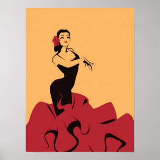 flamenco dancer in een spectaculair podium poster