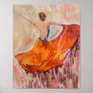 Flamenco Dancer in Red Print