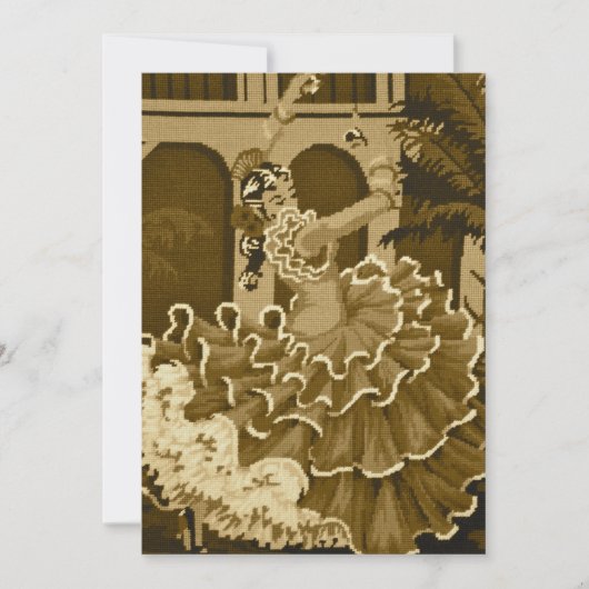 Flamenco Dancer in Sepia Invitation Kaart (Voorkant)