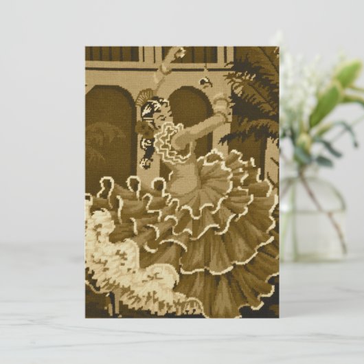 Flamenco Dancer in Sepia Invitation Kaart (Staand voorkant)