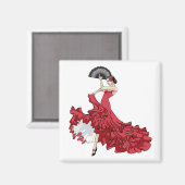 Flamenco Dancer Magnet in Red Dress (Voorkant / Achterkant)