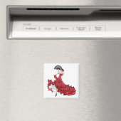 Flamenco Dancer Magnet in Red Dress (Insitu (Vaatwasser))