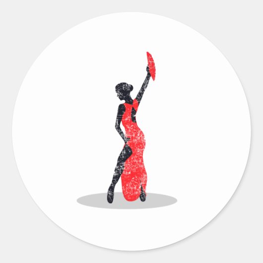 Flamenco Dancer Ronde Sticker (Voorkant)