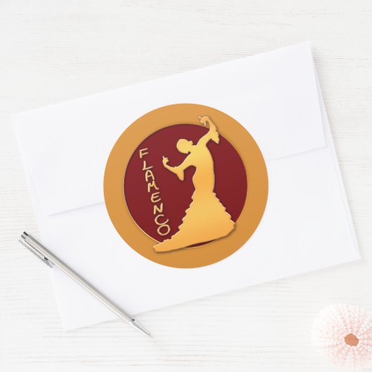 Flamenco Dancer Ronde Sticker (Envelop)