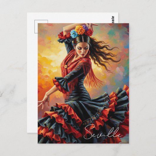 Flamenco Dancer Sevilla Spanje Reizen Briefkaart (Voorkant / Achterkant)