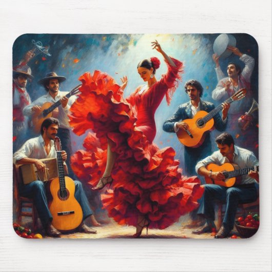 Flamenco Dancer Spaanse Muziekband Muismat (Voorkant)