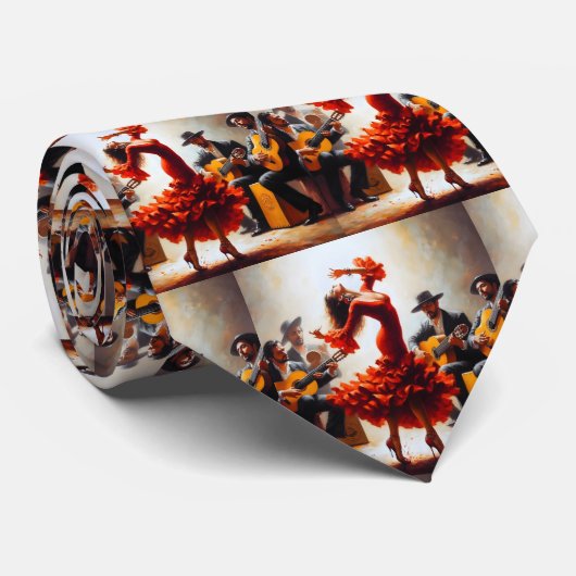 Flamenco Dancer Spaanse Muziekband Stropdas (Opgerold)