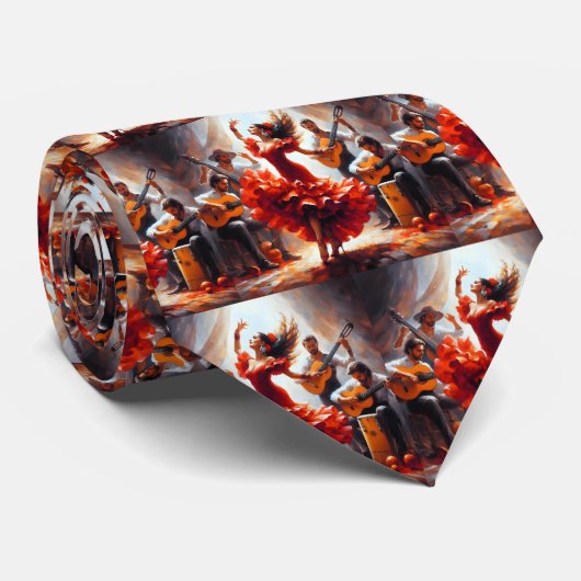 Flamenco Dancer Spaanse Muziekband Stropdas (Opgerold)