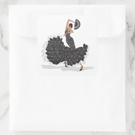 Flamenco Dancer — Specificaties Vierkante Sticker (Tas)