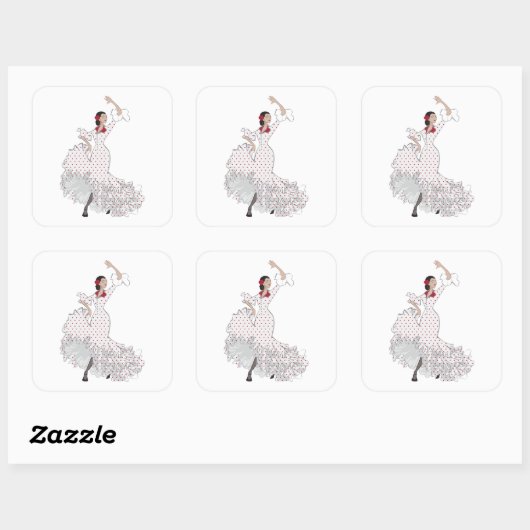 Flamenco Dancer — Specificaties Vierkante Sticker (Vel)