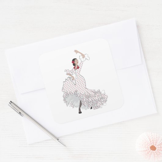 Flamenco Dancer — Specificaties Vierkante Sticker (Envelop)