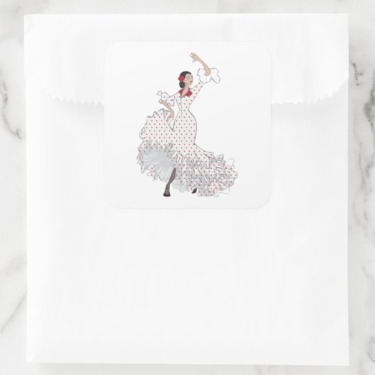 Flamenco Dancer — Specificaties Vierkante Sticker (Tas)