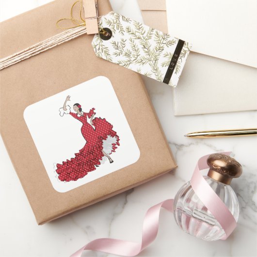 Flamenco Dancer — Specificaties Vierkante Sticker (Geschenken)