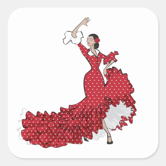 Flamenco Dancer — Specificaties Vierkante Sticker (Voorkant)