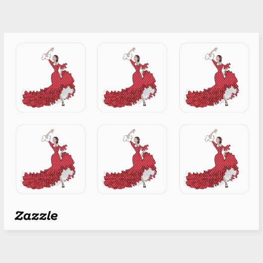 Flamenco Dancer — Specificaties Vierkante Sticker (Vel)