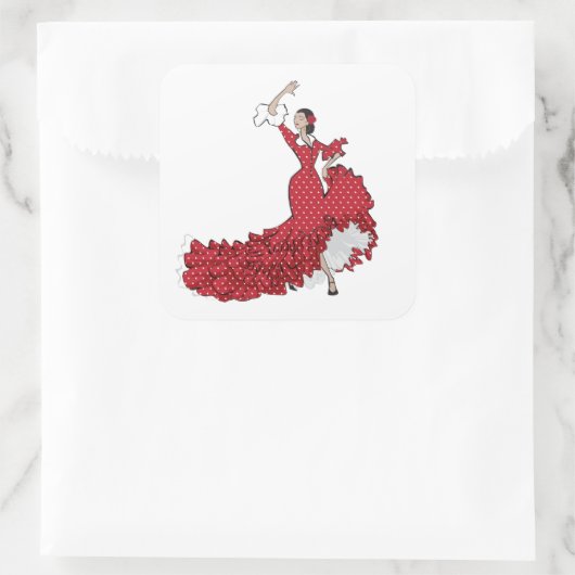 Flamenco Dancer — Specificaties Vierkante Sticker (Tas)