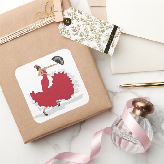 Flamenco Dancer — Specificaties Vierkante Sticker (Geschenken)