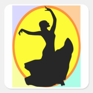 Flamenco Dancer Sun Multi Vierkante Sticker