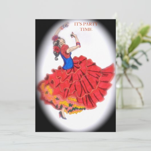 Flamenco Dancer Uitnodiging (Staand voorkant)