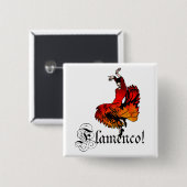 Flamenco Dancer Vierkante Button 5,1 Cm (Voorkant /achterkant)