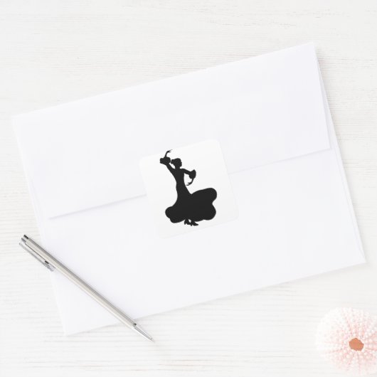 Flamenco Dancer Vierkante Sticker (Envelop)
