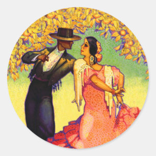 Flamenco Dancers onder de Oranje bomen Ronde Sticker