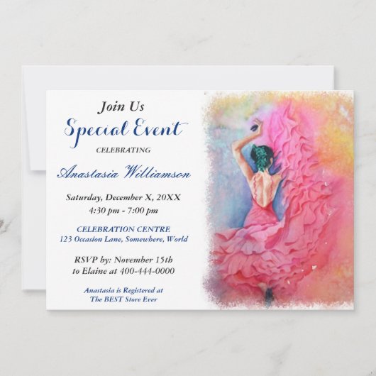 FLAMENCO DANCING ARTITY EVENT INVITE KAART (Voorkant)