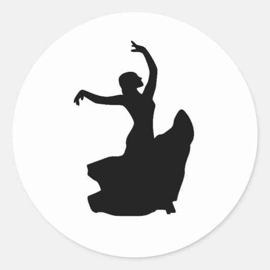 Flamenco danser in witte cirkel ronde sticker (Voorkant)