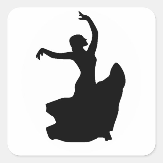 Flamenco danser in witte cirkel vierkante sticker (Voorkant)