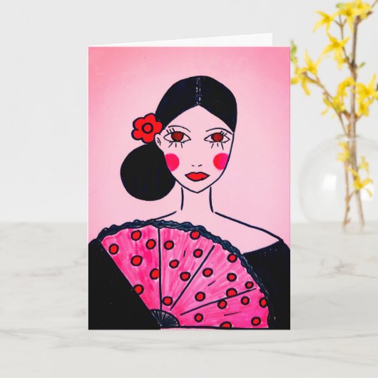 Flamenco danser kaart (Gele Bloem)