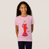 Flamenco danser met oranje jurk T-Shirt (Voorkant volledig)