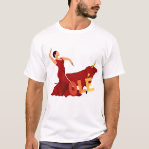 Flamenco danser met stier en vet olé symbool t-shirt