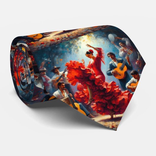 Flamenco Danser Spaanse Muziekband Stropdas (Opgerold)