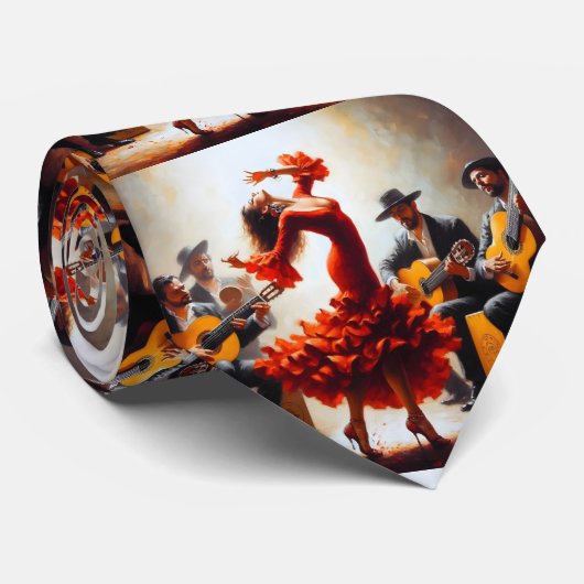 Flamenco Danser Spaanse Muziekband  Stropdas (Opgerold)