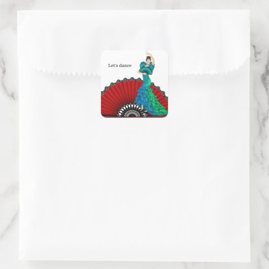 Flamenco danser vierkante sticker (Tas)