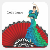 Flamenco danser vierkante sticker (Voorkant)