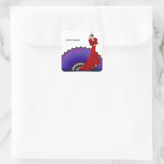 Flamenco danser vierkante sticker (Tas)