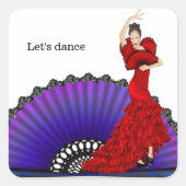 Flamenco danser vierkante sticker (Voorkant)