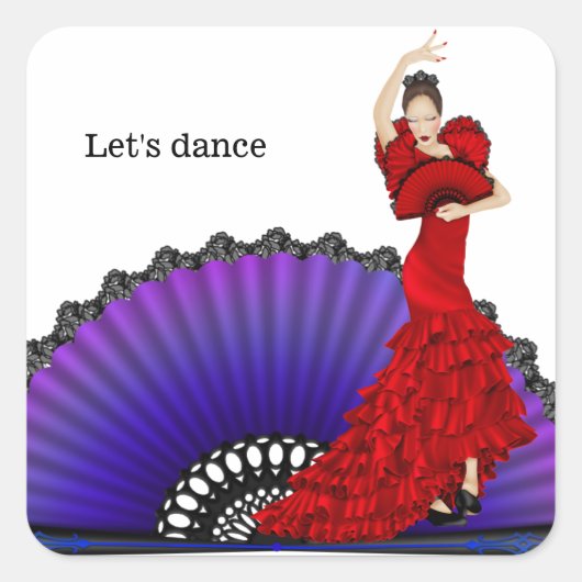 Flamenco danser vierkante sticker (Voorkant)