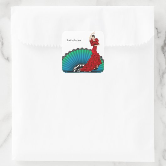 Flamenco danser vierkante sticker (Tas)
