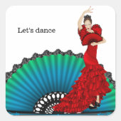 Flamenco danser vierkante sticker (Voorkant)