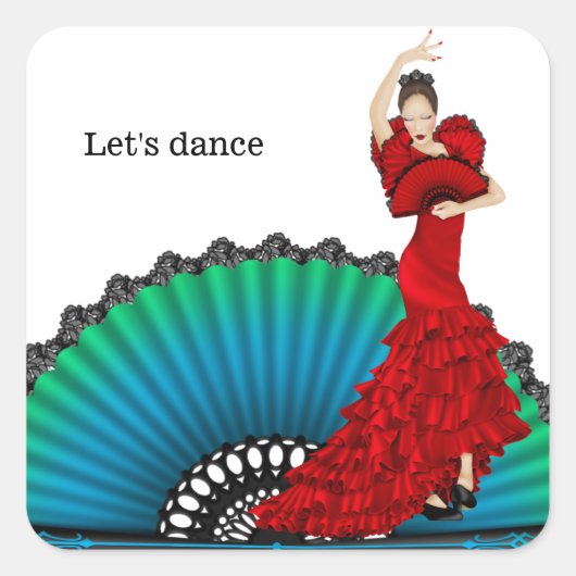 Flamenco danser vierkante sticker (Voorkant)