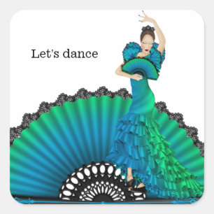 Flamenco danser vierkante sticker