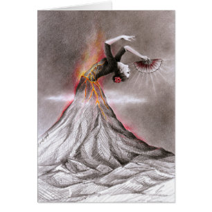 Flamenco danserende vulcano surrealistische potloo