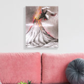 Flamenco danserende vulcano surrealistische potloo canvas afdruk (Insitu (Woonkamer))
